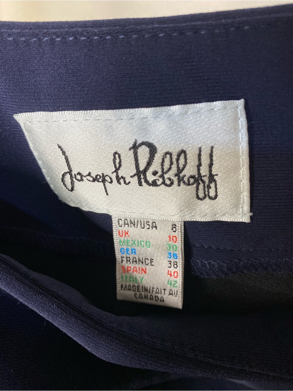 Joseph Ribkoff Navy Pencil Skirt Size 8 Silver Zip - Picture 5 of 5